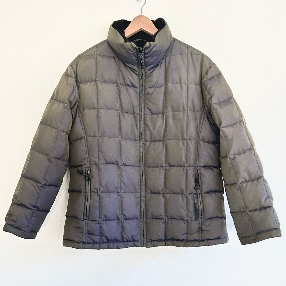 VTG 2000s Y2K Liz Claiborne Down Puffer Jacket Size L Brown Purple Shimmer